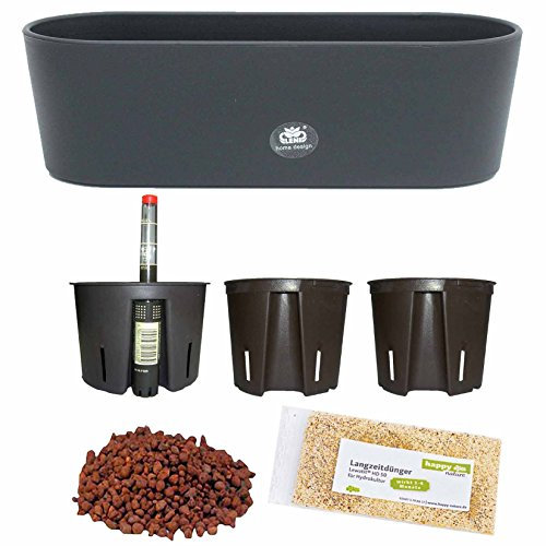 Set7 7 teilig Kunststoff Flori Pflanzschale schwarz für Hydrokultur L 26.5 cm B 10.0 cm H 08.0 cm
