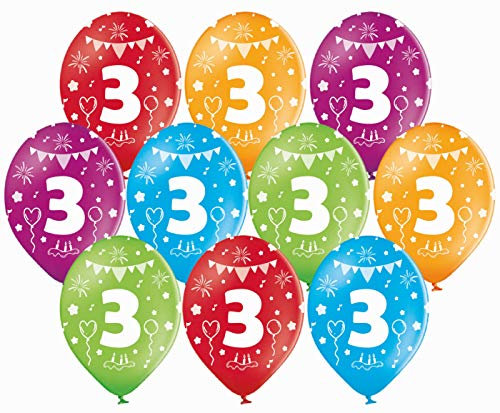 Set 10 Luftballons 3 Made in EU Ballons 3. Geburtstag Junge Mädchen Ballons 3 Deko Kindergeburtstag 3 Jahre Luftballon 3 Geburtstag