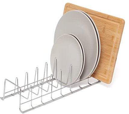 simplywire – Soporte para Platos/Bandeja para Hornear/Soporte para Tapas de sartenes – Organizador de armarios de Cocina para Almacenamiento - Cromado