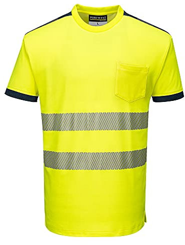 Portwest PW3 Hi-Vis T-Shirt S/S, Size: M, Colour: Yellow/Navy, T181YNRM