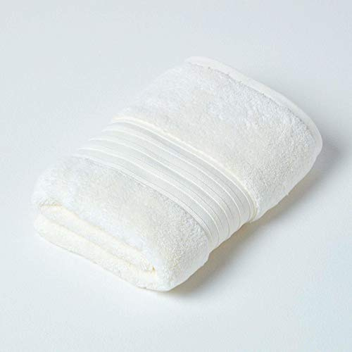 HOMESCAPES Luxury Cream Soft 100% Supima Cotton Hand Towel Zero Twist Super Absorbent & Fluffy 550 GSM Thick Plain Guest Towel
