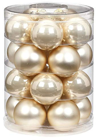 Magic Weihnachtskugeln Glas 6cm, 20 STK. Christbaumkugeln, Farbe: Perle - Champagner Opal matt
