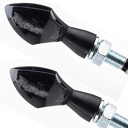 Germany Motorsports Motorrad LED Mini Blinker Spade schwarz smoke getönt Quad ATV Roller vorn hinten E-Zulassung