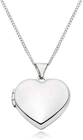Alexander Castle 925 Sterling Silver Locket Necklace for Girls Children - 16mm x 16mm Small Heart Locket with 18 Silver Chain & Jewellery Gift Box