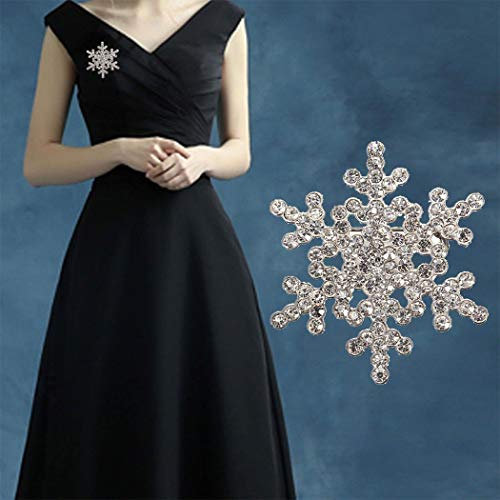 TseenYi Modische Schneeflocken-Brosche mit Strasssteinen, Brosche, Anstecknadel, Weihnachtsschmuck, Geschenke für Damen und Herren (Silber)