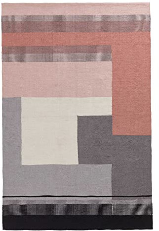 URBANARA Indari Outdoor-Teppich Grau/Rosa/Altrosa 170x240 cm – 100% PET In- und Outdoor-Teppich