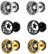 Flongo Ohrstecker Knopf Rund Halbmond Stern Gestüt Stecker Ohrringe Ohrhänger Fake Tunnel Fake Plug Illusion Fakeplugs Schwarz Silber Gold Elegant Herren, Damen Ohrschmuck 3 Paar Set