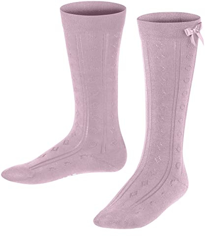 FALKE Unisex Kinder Kniestrümpfe Ajour K Kh Baumwolle lang gemustert 1 Paar, Rosa Thulit 8663, 23-26