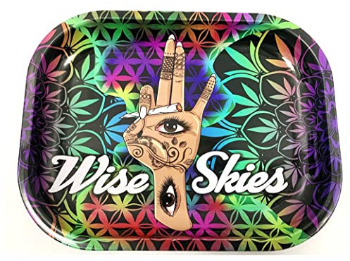 Wise Skies Metal Tray Smoking Accessory Rustic Hand-Crafted Style