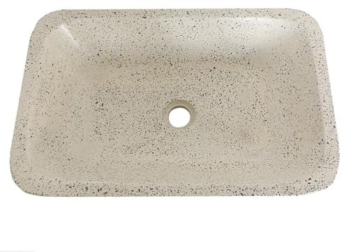Oriental Galerie Terrazzo Waschbecken Handwaschbecken Steinbecken Gäste Bad ca.56 x 36 cm Stein Eckig Hellgrau