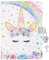 WERNNSAI Unicorn Kids Diary for Girls - Glitter Hardcover Journal Girls Notebook for Kids Gift School Office Private Secret Diary A5 Lined Memos Writing Drawing Notepad with Lock and Keys