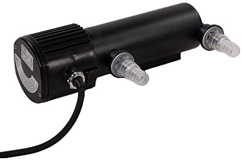 AquaForte GUV-207 UV-C, Max. Teich 6 m³, Max. Durchfluss 1,2 m³/Stunde, 7 Watt, Gehäuse mit Quick Lock-Anschluss, Ausgestattet mit 3 Anschlüssen: 3 Schlauchnippel 20/25/32/40 mm und UV-Schauglas