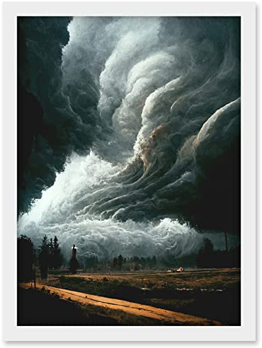 Doppelganger33 LTD The Storm Rolls In Oil Painting Clouds Countryside Artwork Framed Wall Art Print A4