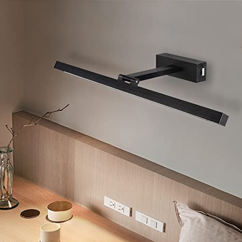MantoLite LED Einstellbare Farbtemperatur Bilderleuchte 12W 60CM Waschtisch Wandleuchte Leuchten Spiegelleuchte Beleuchtung für Wohnzimmer Schlafzimmer Wandleuchten Gebürstetem Schwarz Leseleuchten