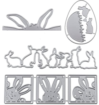 SWYSGS 4pcs Ostern Stanzschablone Stanzbögen Stanze Prägeschablone Stanzformen Osterhase Osterei für Basteln Scrapbooking Fotopapier Karten Handwerk DIY Ostern Geschenk Deko Cutting Dies Easter