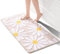 QJHOMO Beige Badezimmerteppich Niedliche Gänseblümchen Badematte rutschfest Waschbar Badteppich Weiße und Gelbe Blume Badvorleger Weiche Duschvorleger Absorbierende Badezimmer Teppich 60x120 cm