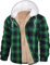 Vancavoo Holzfällerhemd Herren Gefüttert Thermohemd Flanellhemd Hooded Holzfäller Jacke Karierte Hemdjacke Kapuze Freizeithemd Winter Herbst Hemd,Grün+Blau,XL
