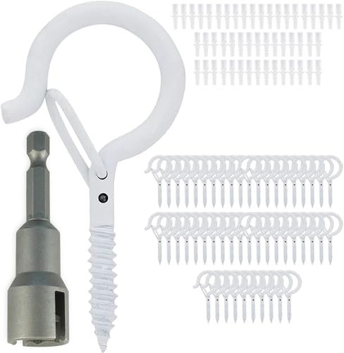 GearHill 50 Schraubhaken zum Aufhängen, Lichterkettenhaken, strapazierfähig, Sicherheitsschnallen-Design, leicht zu lösen, Outdoor-Schraubhaken, Schraubhaken für Pflanzen, Flügelmutter-Schraubendreher