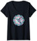Femme Mandala colibri bleu pastel et rose T-Shirt avec Col en V