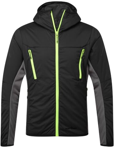 Portwest EV470 EV4 Insulated Hybrid Jacket Lightweight Water-Resistant | Black, Small, Stretch Panels, Breathable, Hooded, Warm for Cold Weather and Outdoor