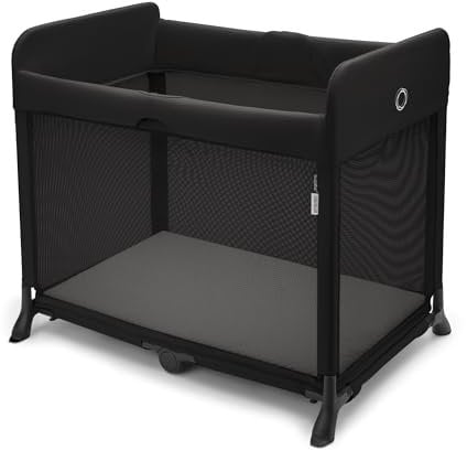 Bugaboo Stardust, 2-in-1, leichtes, faltbares Reisebett und kompakter Spielstall mit Matratze, in 1 Sekunde aufgeklappt, für Babys und Kleinkinder, inklusive Tragetasche, Midnight Black