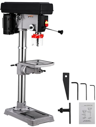 13 in Benchtop Drill Press, 7.5 Amp 120V, 288-3084 RPM Variable Speed Cast Iron Bench Drill Press, 0-45° Tilting Worktable, Tabletop Drilling Machine for Wood Metal