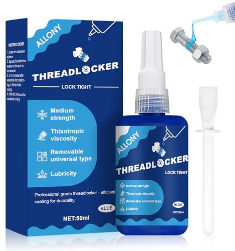 ALLONY Schrauben Kleber, Gewindedichtung Flüssig, Schraubensicherung Mittelfest, Anti-Lockerung, Verbindet und Verstärkt Mittelfeste Metallbolzen, Befestigungselemente, Gewinde und Muttern- 50ml
