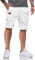 HMIYA Kurze Hosen Herren Baumwolle Chino Shorts Sommer Freizeitshorts Elastische Taille mit Taschen(Weiß,EU-XL)