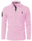 STTLZMC Casual Polo Homme Manche Longue T-Shirt Coupe Mince Slim Fit Col Contrasté Tops Rose L