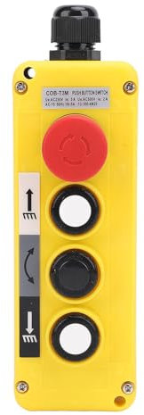 Control Remoto Inalámbrico de Grúa, Control Remoto Industrial de Grúa de 3 Teclas, Interruptor de Botón Pulsador de Grúa de Elevación hacia Arriba y Abajo con Parada de Emergencia