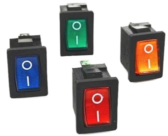 Red Blue Black Yellow Green Button On-Off 3Pin DPST Car Rocker Switch 6A/10A 250V/125VAC IDGTTLDF(Red)