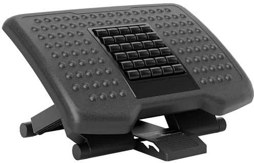 HOMCOM Fußstütze Schreibtisch Ergonomische 3 Stufig Höhenverstellbare Fußablage Fußbank mit Massage Funktion Fußhocker für Home-Office, Zuhause, Büro