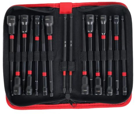 Metrisches Steckschlüssel-Set, tiefer Steckschlüsselsatz, SAE und metrischer 1/4-Zoll-Sechskantschaftbohrschrauber mit Aufbewahrungstasche für Akku-Bohrmaschine, Maschinenreparatur