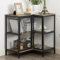 VECELO Armario esquinero de 3 niveles con puertas y estantes de almacenamiento, soporte industrial para TV, mesa independiente, para espacios pequeños, sala de estar, oficina en casa, cocina, color