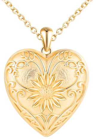MICYUMI Pendentif médaillon photo en forme de cœur en argent sterling 925 pour femme - Motif soleil et fleur, Argent