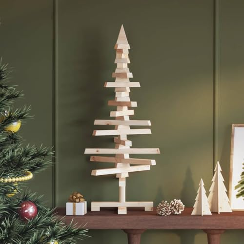 Myheimly Weihnachtsbaum Holz zum Schmücken Christbaum Tannenbaum Künstlich Platzsparend, DIY Dekoration, Weihnachtsschmuck Weihnachtsdeko 90 cm Massivholz Kiefer