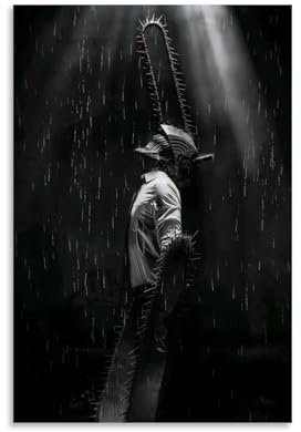 MNIJKDF Chainsaw Man Black and White Art Wall Art Picture Print Modern Family Room Decor 08 x 12 Inch (20 x 30 cm)