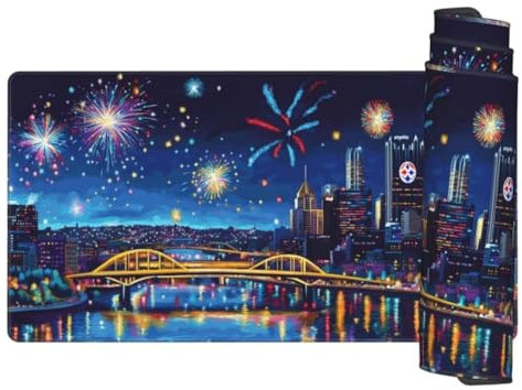 Bleu Tapis de Souris XXL 1200 x 600 x 3mm, Tapis de Souris Paysage De New York sous Main Bureau, Tapis de Souris Gamer Résistant à l'eau et Antidérapant, Tapis Souris pour Bureau, Gamer, PC gq241