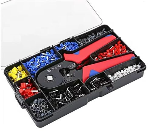 Pinza Crimpatrice con 1200 Capicorda Terminali Isolati a Crimpare per 0.25-10mm² Puntalini per Cavi elettrici
