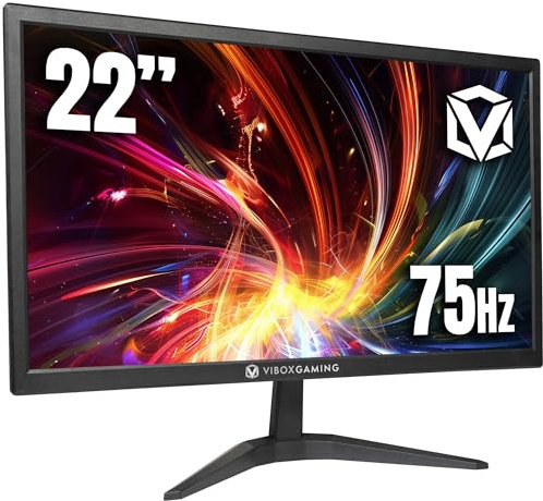 Vibox 21.5 Inch PC Monitor, 75Hz Desktop Monitor, Low Blue Light, Eye Comfort, VGA and HDMI, Black