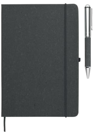 MidOcean Eleganote Leather Notebook & Pen (19.4cm x 24cm x 1.6cm) (Black)
