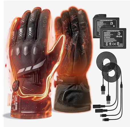 RIDEIRON Beheizbare Motorradhandschuhe 3000mAh Touchscreen MG7502H | Fingerspitzenheizung, 3+1 Smart-Modus, Wasserdicht, Reflektierend. Mit Akku & Touchscreen für Motorrad & Winterfahrten