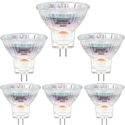 Summalux MR11 LED Spotlight Bulbs GU4 12V 3W LED Bulb Equivalent to 20W 30W Halogen Spotlight Bulb GU4 Bi-Pin Base Non-Dimmable 6 Pack