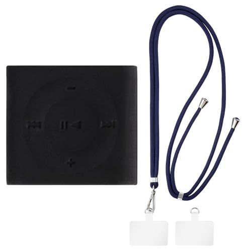 Shantime Hülle und Crossbody-Trageriemen-Set Kompatibel mit iPod Shuffle 4th Handyhülle und Verstellbarem Halsband mit Metallschnallen und 2 Aufklebern(Blaues)