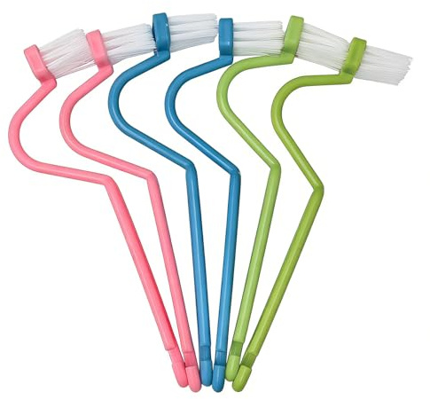 6Pcs V-Shaped Toilet Cleaner Brush Set Deep Cleaning Ergonomic Scrubber | Contoured grip angled lavatory wands; thorough hygiene sweepers; for rim sanitation maintenance