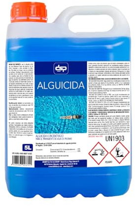 Alguicida de Espuma controlada de Alta eficacia, formulado para la eliminación y prevención del Desarrollo de Todo Tipo de Algas en Piscinas. Larga duración Formato 5 litros - Efecto CLARIFICANTE