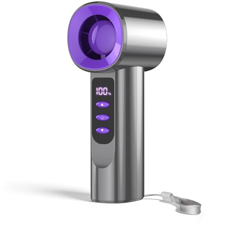 Ventilador de mano portátil,Ventilador usb velocidad 13 m/s,5 velocidades mini ventilador batería 5000 mAh recargable, 3 en 1(mano,cuello,mesa) Hasta 6-19h autonomía,Ideal para oficina viajes y verano