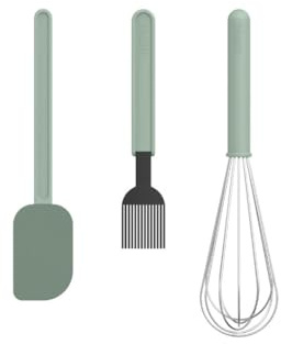 Mepal - Back-Set 3-teilig (Teigschaber groß + Backpinsel + Schneebesen) Chef it - Set für Bäcker - Hitzebeständig - Spülmaschinengeeignet - Küchenutensilien - Nordic sage