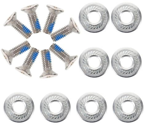 LOORGVEL Juego de 8 Tornillos de Fijación para Snowboard en Acero Inoxidable Color Claro con Arandelas, Repuesto Ligero para Reparación y Montaje de Fijaciones, Compatible la Mayoría