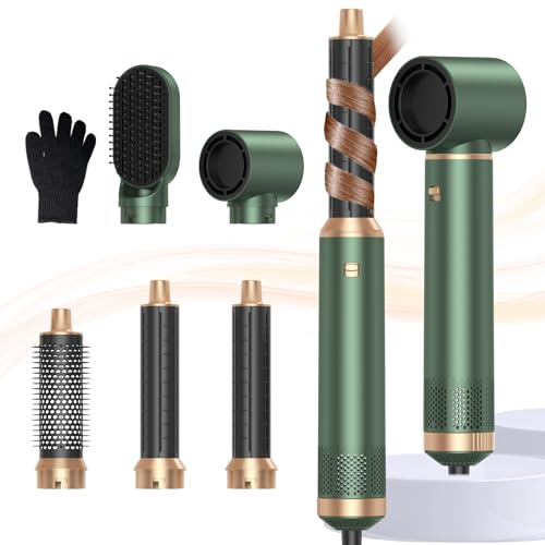 Atopskins Airbrush Haarstyler 5 in 1 Hair styler Air styler mit Warmluftbürste, Föhnbürste, Rundbürstenföhn Haartrockner Lockenstab, Air Styler zum Styling, Volumisieren, Locken und Glätten